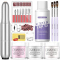 SAVILAND Acrylic Nail Kit with Drill: Professional Nails Kit Acrylic Set for Beginners with Everything White Pink Clear Acrylic Powder and Liquid Set Brushes 100 Forms Manicure Tools Home Salon DIY