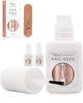 8ml x3 By Vixi Extra Strong Nail Glue with Brush and Free PREP File Clear Instant Dry Adhesive, Professional Salon Quality
