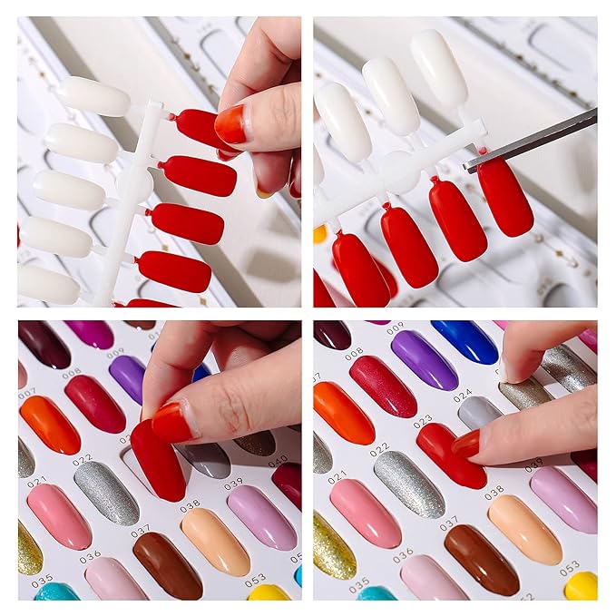 Acycion2A 308 nail display chart with 360 false nail tips (Gold)