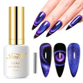Imtiti 9D Cat Eye Gel Nail Polish, 15ML Blue Chameleon Holographic Glitter Cat Eye Gel Polish with Magnet UV LED Magnetic Nail Polish Sparkly Home DIY Manicure Nail Salon Kit