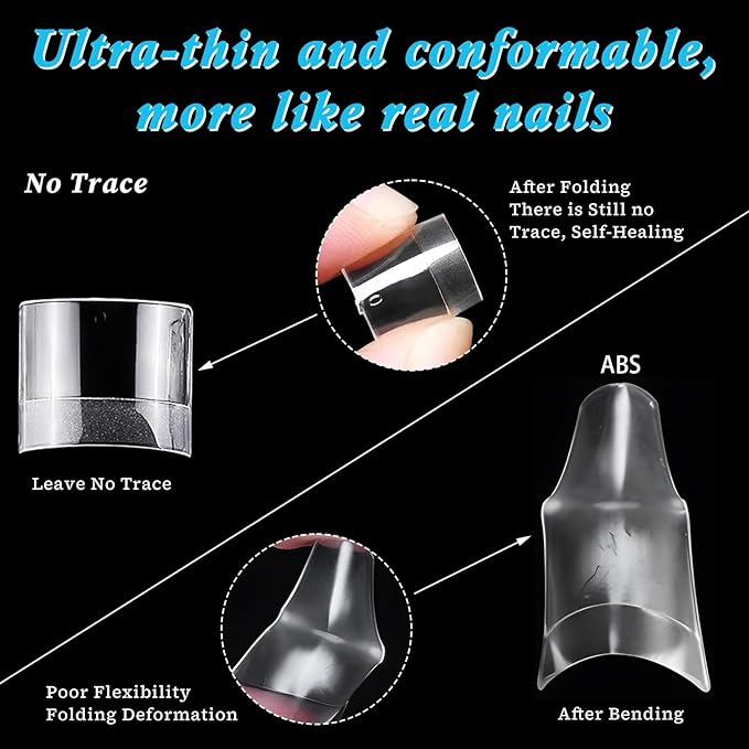 LoveOurHome 600pc Clear Fake Toenails Gel Toe Nail Tips Acrylic Toenail Tips Short Square Soft Gel Toes Nail Tips Half Cover False Toenails for Acrylic Toe Nails Extension Press ons