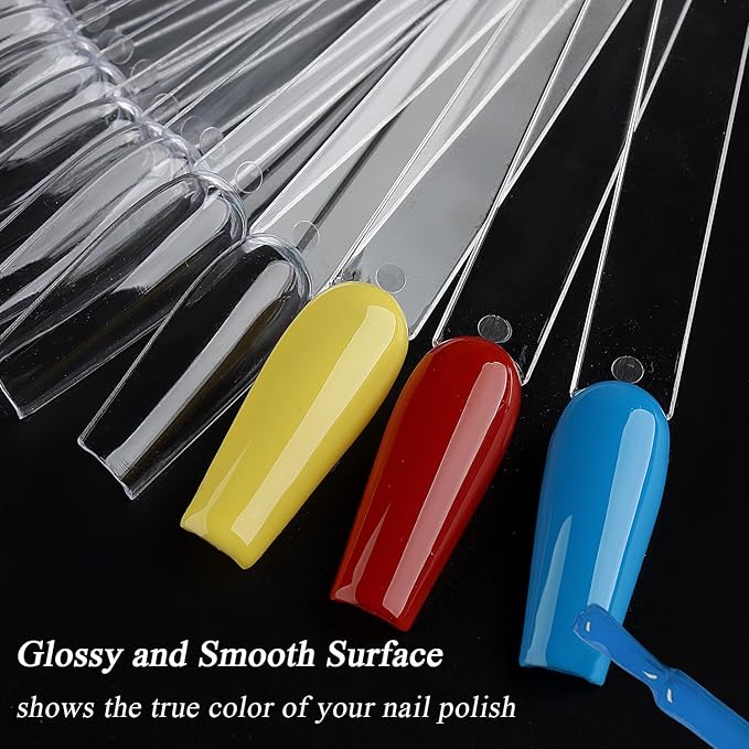 Clear Nail Swatch Sticks with Number Stickers, 50 Pcs Ballerina Nail Sample Swatches for Gel Polish Color Display Practice Nails muestrario de colores para uñas Manicure Supplies