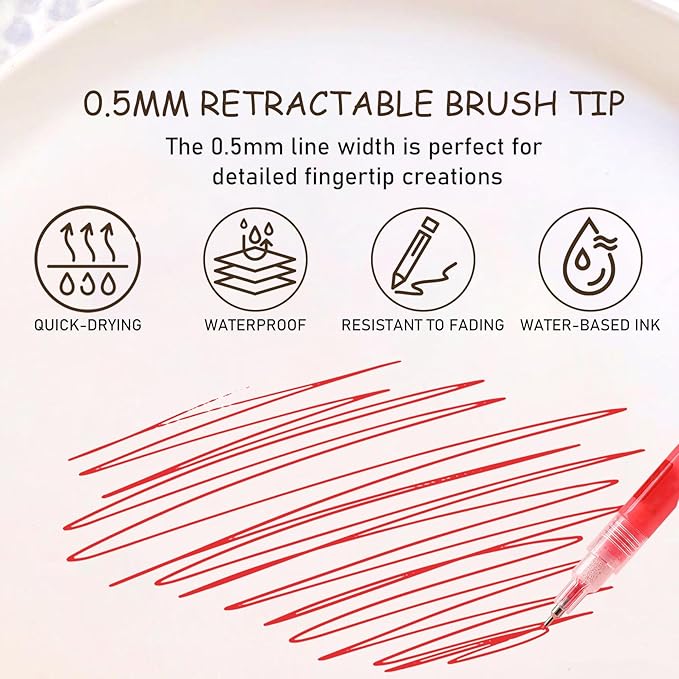 12 Colors Nail Art Pens Set,Nail Polish Pens for Painting Nails,Drawing Painting Dotting Liner Acrylic Nail Art Markers Kit,Waterproof Quick-Drying Nail Pens Manicure Tools for DIY Nail Art Design