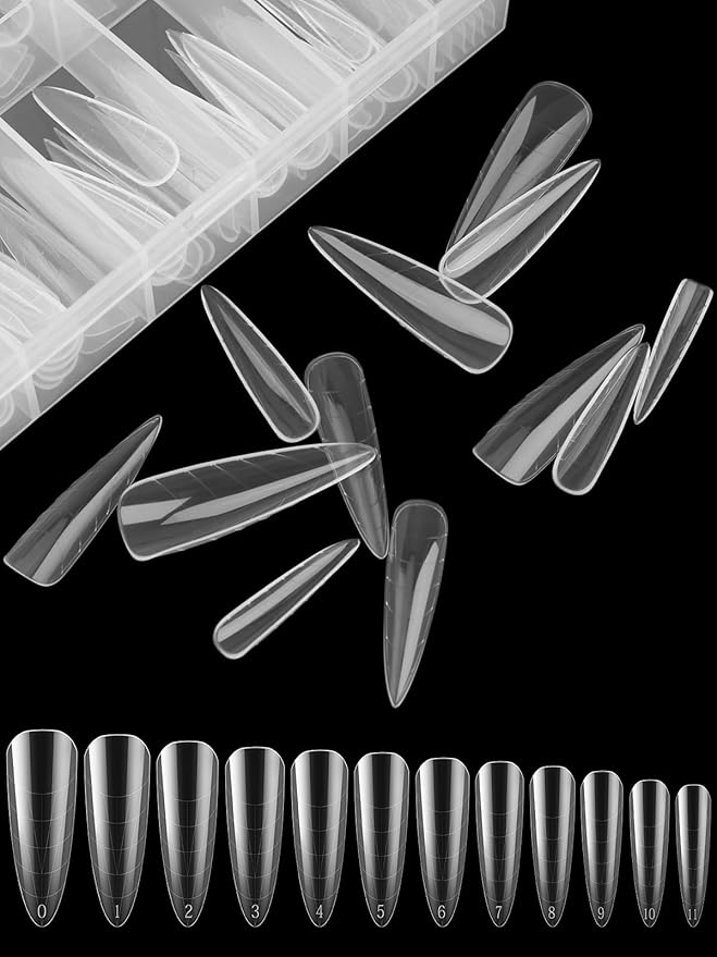 EBANKU 120Pcs Stiletto Extension Nail Molds - Clear Acrylic Nail Tips, Full Cover Reusable Nail Forms for Builder Nail Art Design Salon & DIY