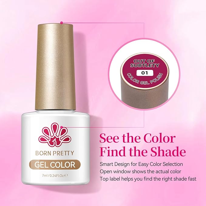 BORN PRETTY Hot Pink Gel Nail Polish Set 6 Colors,Neon Dragon Fruit Bright Pink Purple Bloody Red Soak off U v Gel Polish Kit for Salon Manicure and Nail Art DIY at Home