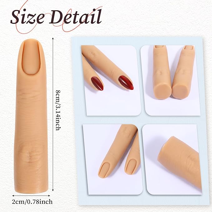 Giantree 2 PCS Silicone Practice Fingers for Acrylic Nails, Fake Training Nail Practice Finger Model, Flexible Bendable Mannequin Finger Soft Silicone Fake Fingers for Nails Art DIY
