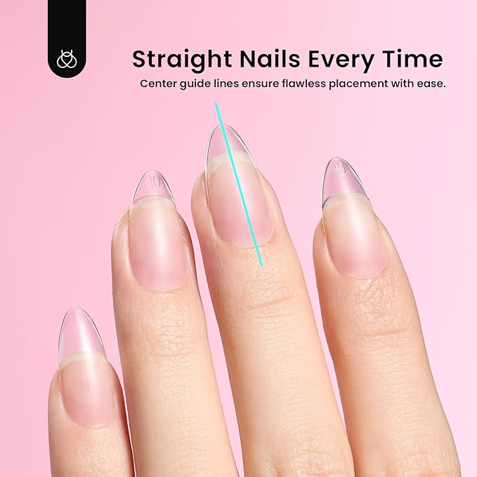 Beetles Medium Almond Gel Nail Tips: 288PCS Medium Almond Matte Clear False Acrylic Press on Nails Tips 12 Sizes Pre-shape Full Cover Nail Tips Nail Extension Easy DIY Salon Gifts for Women