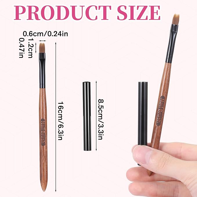 Ombre Nail Brush (Thicken), 1 PCS Nail Ombre Brush Nails Art with Sandalwood Handle, Precise Gradient & Lace Nails Painting Art Brushes Pen Acrylic Manicure Design Tools for DIY Gradient Gel Polish