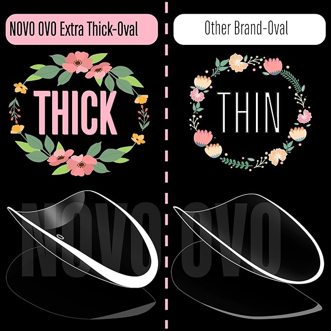 NOVO OVO Medium Oval Nail Tips Extra Thick Press on No C Curve, Soft Gel Natural Fake Nail Extension, Full Cover Clear False Nails for Acrylic, French Manicure Salon DIY x 14 Sizes 224 pcs