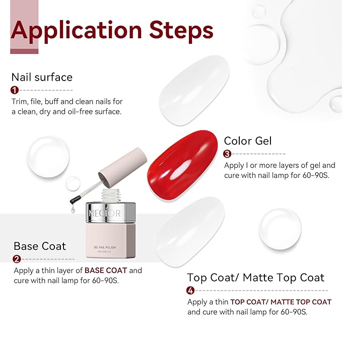 MEGIOR Gel Nail Polish TPO Free 0.5 Fl Oz Clear Foundation Gel Soak Off LED Nail Lamp Base Coat Long-Lasting DIY at Home and Nail Salon