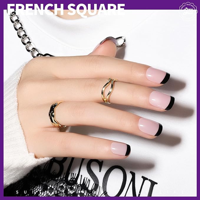 Teenitor Short Press on Nails, 312pcs French Nail Manicure Kit, False Nails with Design, French Tip Nails Extra Short Square Nails Press ons