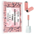 Rolybag 100pcs Small Sanding Bands Nail Drill Bits 180 Fine Grit Nail File Sanding Bands with 3.1mm Mandrel Bit for Acrylic Nails Gel Removing Shaping Professional Manicures and Pedicure, Pink