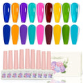 ADHERE Jelly Gel Nail Polish Set 12ML, 9 Transparent Colors Sheer Gel Polish with Blue Green Red Purple and Pink Nail Polish for Nail Salon DIY Home Christmas Holiday Gift Set