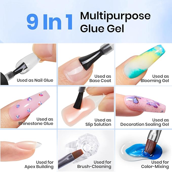 Beetles Gel Nail Kit 504Pcs Short Almond Gel Nail Tips with 9 in 1 Nail Glue Nail Extension Set Uv Led Lamp Acrylic False Tips Kit DIY Nails Art Gifts for Women