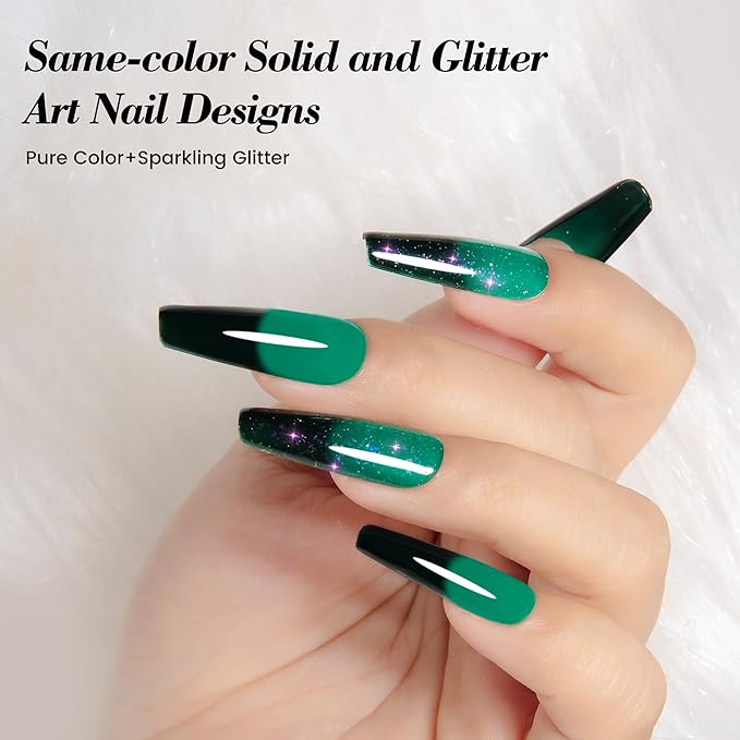 YTD Likomey Color Changing Gel Nail Polish Set,Christmas 6 Colors Shimmer Brocade Glitter Mood Temperature Change Colors Kit,Fall Winter Red Green UV Thermal Varnish,6 Pcs 7.5ml