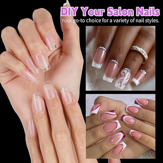 Canvalite 450Pcs Square Short Press on Nails Kit with Nail Glue & Remover - Acrylic Gel Nail Tips for Extensions, 15 Sizes Full Cover False Nails, Half Matte & Glossy Finish, DIY at Home & Salon Use
