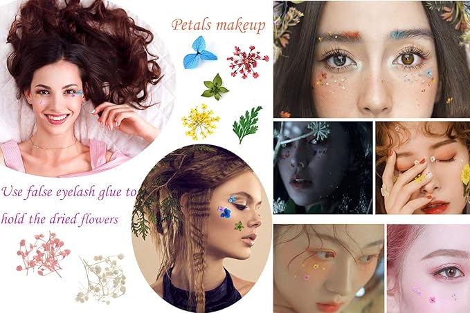 Dried Flowers for Resin Nail Art 3D Small Tiny Real Natural Mini Pressed Dry Flowers for Nails DIY Crafting Decoration Supplies (2 Boxes, 180 Pcs, 37 Colors)