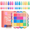 Nail Pigment Powder Palette Set, 16 Bright Colors Ombre Nail Powder Palette French Aura Nails Ombre Nail Brush Nail Long-lasting Manicure Art DIY Accessories (07)