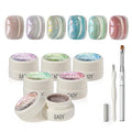 GAOY Glitter Cat Eye Gel Nail Polish Set with Magnet, 6 Colors Pink Blue Green Purple Sparkle Bling, for Salon Manicure & Nail Art DIY at Home, Frost Galaxy