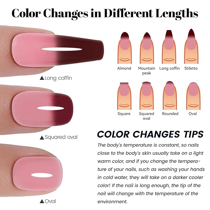 YTD Likomey Color Changing Gel Nail Polish,15ml Nude Pink To Burgundy Red Mood Temperature Change Colors UV Varnish,Fall Winter Thermal Manicure,HEMA Free TPO Free,WB434