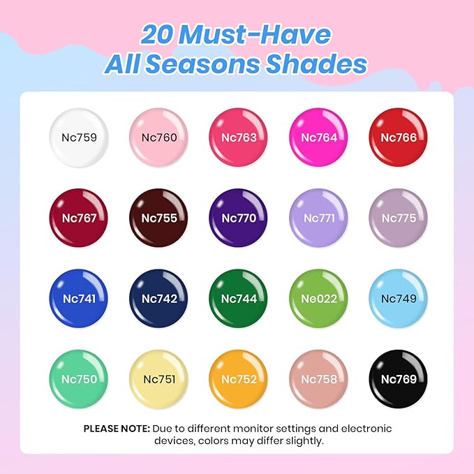 Beetles Deal Box Gel Nail Polish Kit with U V Light - 20 Colors Gel Polish 40 Pcs All-In-1 Nail Kit with TPO & HEMA Free Base and Top Coat DIY Nails Supplies Home Salon Manicure Set Gifts for Women