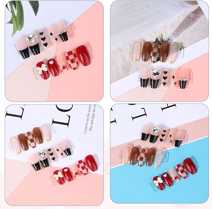 10 Sheets Double Sided Nail Tape Double Sided Tape for Press on Nails Adhesive Clear Mounting Tape for Nail Packaging Nail Design Salon Supplies Colors Designs Showcase