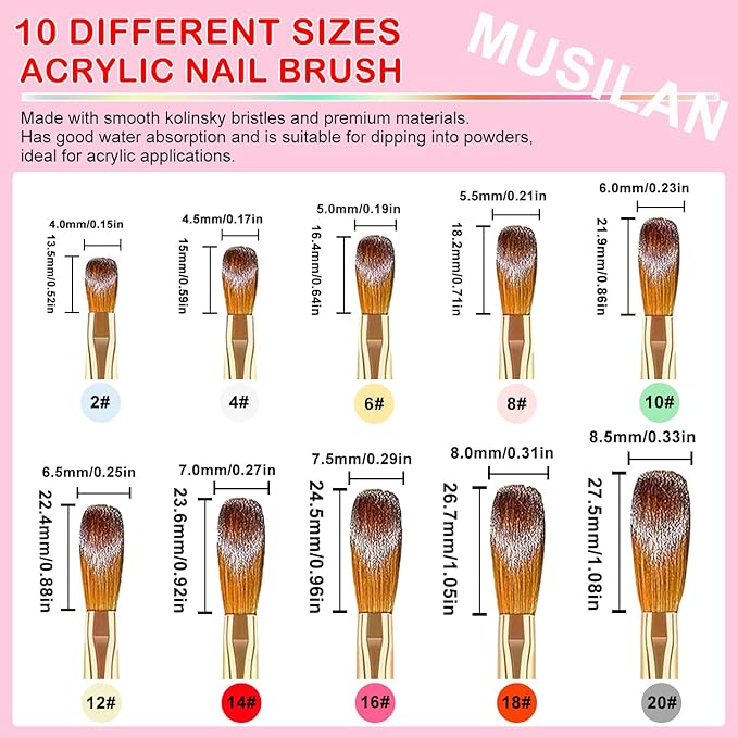 Nail Art Brushes Set,10pcs Nail Art Tool Set Nail Art Design Pen Painting Tools Fingernail Brush Nail Cleaning Brush for Acrylic Application Acrylic Powder 3D Nail Carving Nail Art Brushes Set