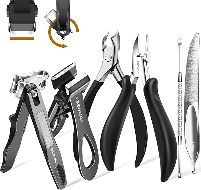 Podiatrist Toenail Clippers for Seniors Thick Toenails, Toe Nail Clippers for Thick Nails for Seniors, Straight Toe Nail Clippers for Men, Ingrown Toenail Clippers and Angled Nail Clipper Set