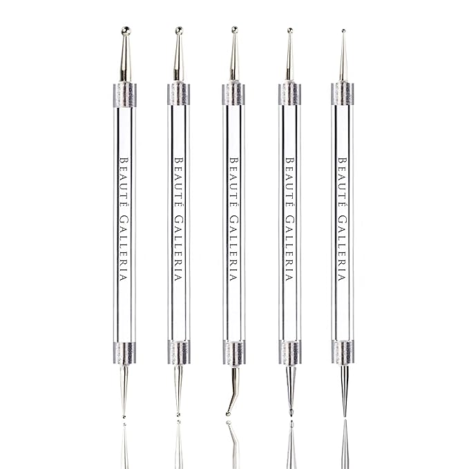 Beaute Galleria 5 Piece (10sizes) 2-Way Dotting Pens Nail Art Design Marbleizing Dotting Swirling Manicure Tools Mandala Art Painting Stylus