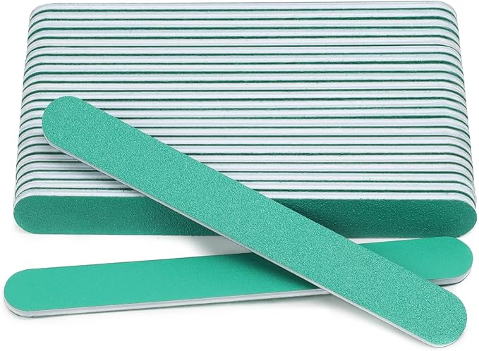 Nail File, 24 PCS 7 inches 100/180 Grit, Emery Boards for Nails - Heavy Duty Professional Nail Files Washable for Acrylic, Gel, and Poly Gel Nail
