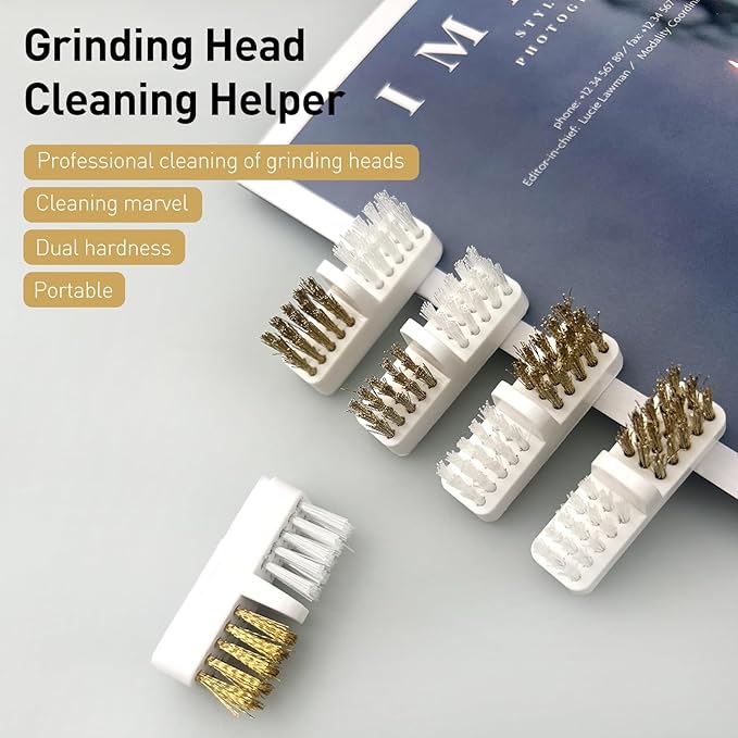 Nail Drill Bit Wire Cleaner Brush, 5-Piece Nail Art Cleaning Tool Set for Salon and Home Use, Nail Polish Cleaning Brush