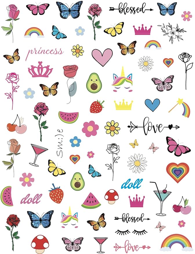 Impressed 5 Sheets Luxury Nail Art Stickers 500+ Full Color Custom Nail Decals for Faux Nail Design and Salon Nails Accessories (Vibrant)