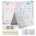 160 Nail Color Book, Professional Nail Color Display Book with 240 N-ail Tips & 1-200 Number Stickers Labels 3 Dual-Ended Nai-l Art Pen, Nai-l Salon Display Booklet(COLOR:White)