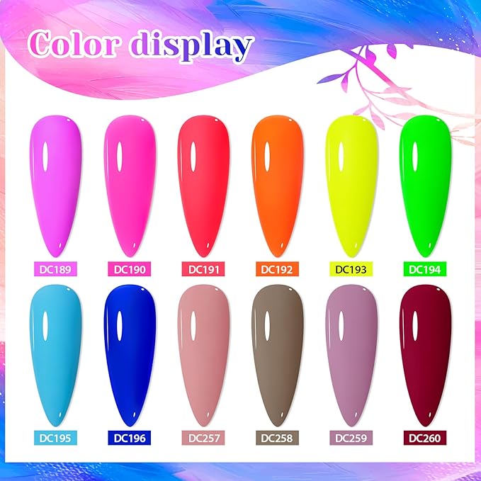 MTSSII Rubber Base Gel for Nails of 12 Colors Neon Orange Green Blue Yellow Rose Red Builder Base Gel Nude Purple Gel Nail Kit Popular Nail Art DIY Manicure Gifts DIY Salon