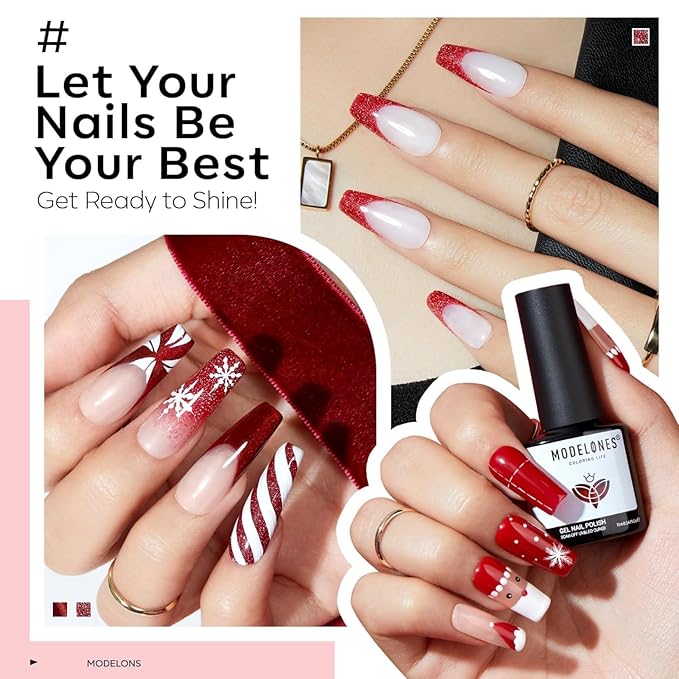 modelones Red Gel Nail Polish Set - 6 Colors 2026 Easter Ruby Glitter Cat Eye Magnetic Gel Polish Burgundy Red Sparkle Bloody Nail Polish Kit Soak Off LED Manicure Nail Art DIY Gift