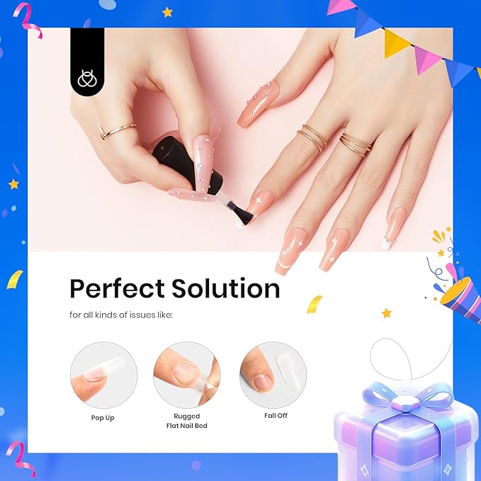 Beetles 8 in 1 Builder Gel and 9 In 1 Nail Glue for Nails, Clear Builder Strengthener Gel for Nail Apex and Extension in Strengthener Hard Glue Bottle, U V LED Lamp Long Lasting Gift for Women