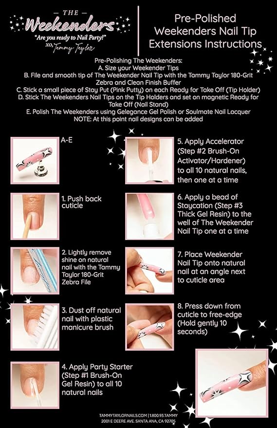 Tammy Taylor Acrylic XX Long Coffin Nail Tip Extensions | Tapered Square Clear Full Coverage, Natural Lightweight, Long Lasting, Professional C Curve Acrylic Nail Tips | The Weekenders All-in-One Kit