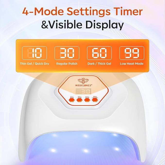 modelones UV LED Nail Lamp, Light for Gel Nails Nail Dryer Gel Polish Fast Curing with 4 Timer Smart Sensor Nail Art Tools Manicure Kit Starter Friendly Gifts for Women Girls
