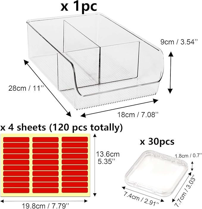 30 Pcs Press On Nail Storage Box Container False Nail Organizer Acrylic Display Case Packaging Box with a Large Stackable All-In-One Box and 120 Pcs Double Sided Adhesive Nail Display Tape
