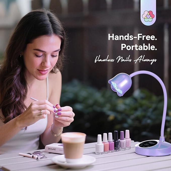SAVILAND Advanced 30W UV Nail Lamp: Purple Gel Nail Lamp Cordless U V Light for Gel Nails Smart Sensor LED Flash Cure Lamp lampara led para uñas Profesional Gooseneck 8S Fast Cure Nail Salon Manicure