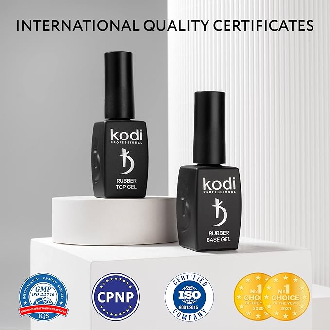 kodi professional Rubber Base and Top Coat Gel Polish UV LED - Base Coat & Top Coat Set Nails Manicure Kit Gel Nail Polish for Long-Lasting Nails (2 x 8 ml) (8ML)