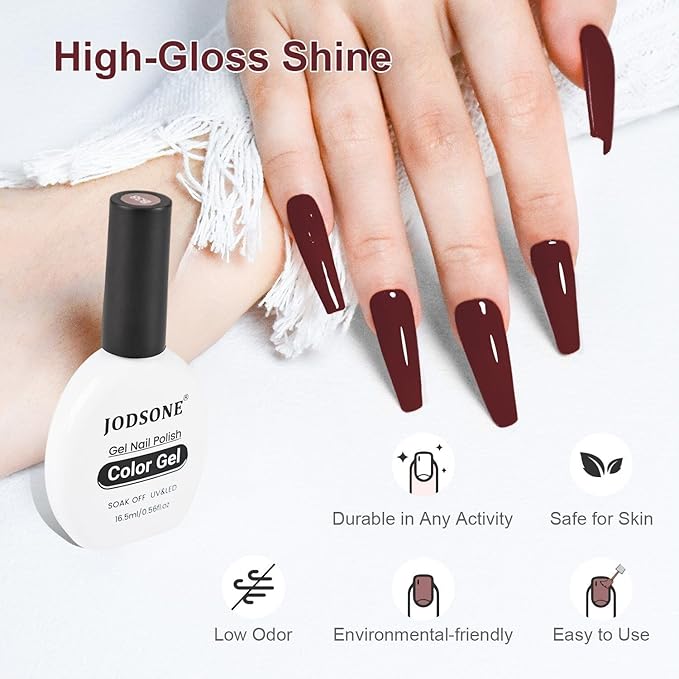 JODSONE 16.5ml Dark Brown Gel Polish U V Soak Off Nail Lacquer for Salon Quality Manicures at Home Long Lasting Dark Brown Polish for Romantic Nail Art Designs