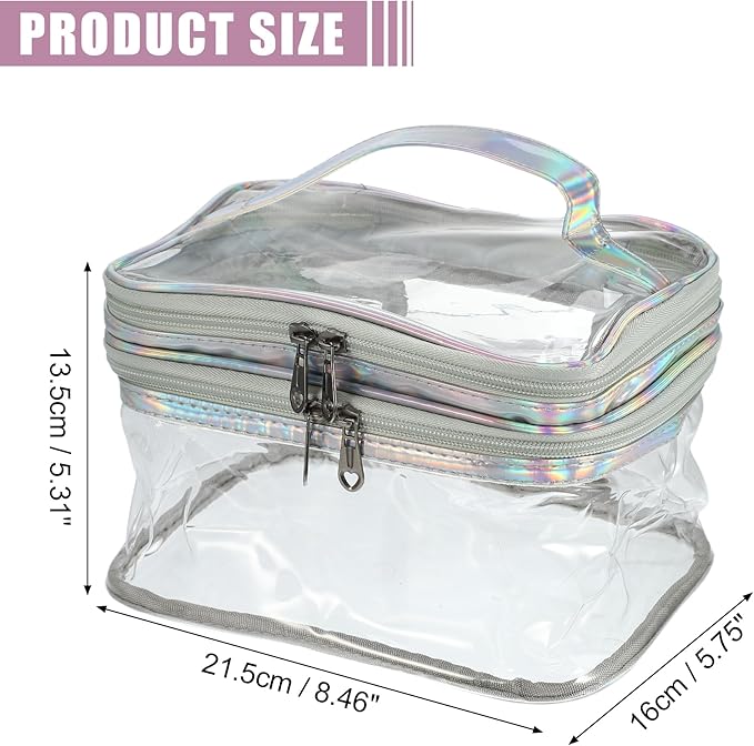 VOCOSTE Nail Bag, Carrying Case Holds 35 Bottles, Art Set Organizer, Travel Storage for Nail Polish, Silver Tone