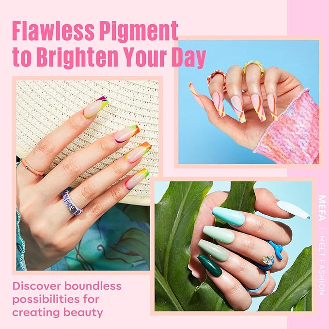 MEFA 32 Colors Gel Nail Polish Kit with U V Light, 54 Pcs Nude Pink Popular Gel Nail Polish Starters Set with Matte/Glossy Base Top Coat Essential Manicure Tools Nails Art Decorations Salon DIY Gifts
