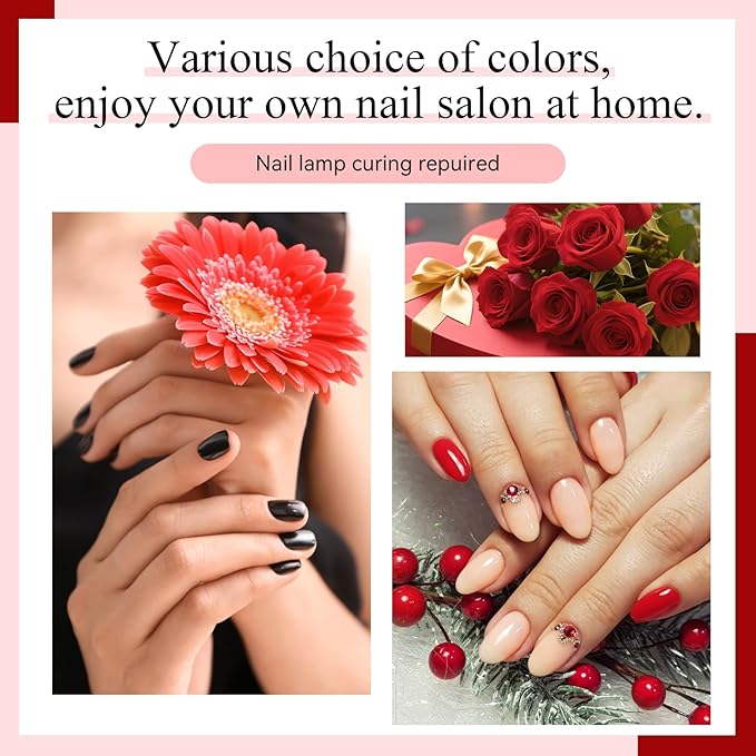 Phoenixy Gel Nail Polish 30 PCS Gel Nail Polish Set Dark Color Collection Manicure Set for Women Matte Silver Gold Glitter Top Coat Gifts for Women - PCB9042