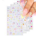 Nail Stickers, 4 Sheets Floral 5D Embossed, Self-Adhesive for DIY Manicure