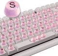Raised Keyboard Stickers for Long Nails, Bling Keyboard Bubbles for Women with Letters, Soft Silicone Nail Art Typing Keycaps for Desktops (Pink, 64 Pcs)