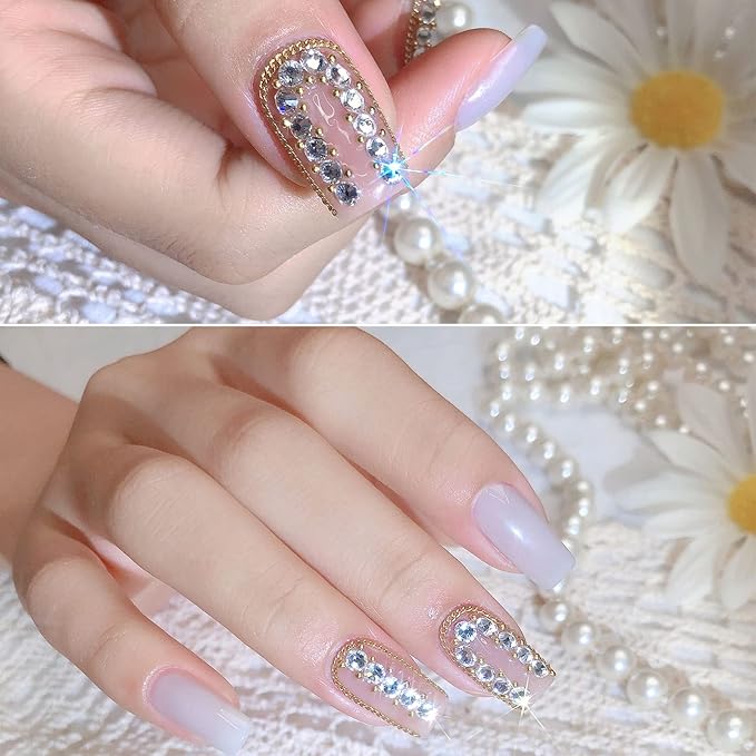 Nail Art Rhinestones 1725pcs Crystal Gem Stickers Jewels for Nails, Crafts, 4 Sizes Flat Back Round Self Adhesive Bling Jewels Stickers with Tweezer for Phone Case, Earrings, DIY(5 Sheets)