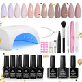 Beetles Gel Nail Polish Kit with Uv Light Base Gel Top Coat, 6 Colors Nude Neutral Nail Polish Starter Kit, Soak off Led Set DIY Manicure Home Nail Essentials Gift for Girls Women