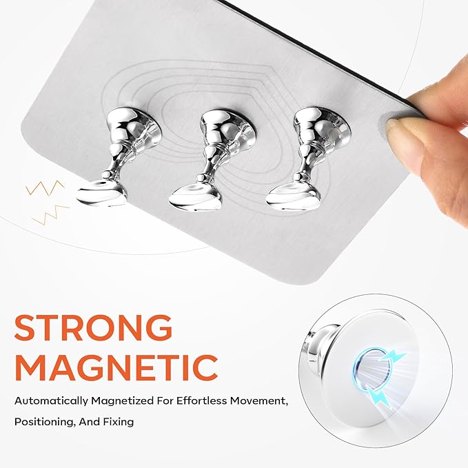 Makartt Nail Stand for Press On Nails DIY: Non-Slip Strong Magnetic Metal Base 10 Holders 200 Sticky Tapes, Professional for Nail Art Painting, Display and Practice, Gifts for Beginners Salon Artists